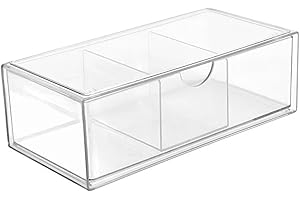 PINGANBUSU Hair Accessories Organizer for Girls, Clear Acrylic Hair Tie Organizer, or Headband, bows，Cute Small Stackable Storage Drawer Container Caddy Box for Bathroom Vanity Countertop