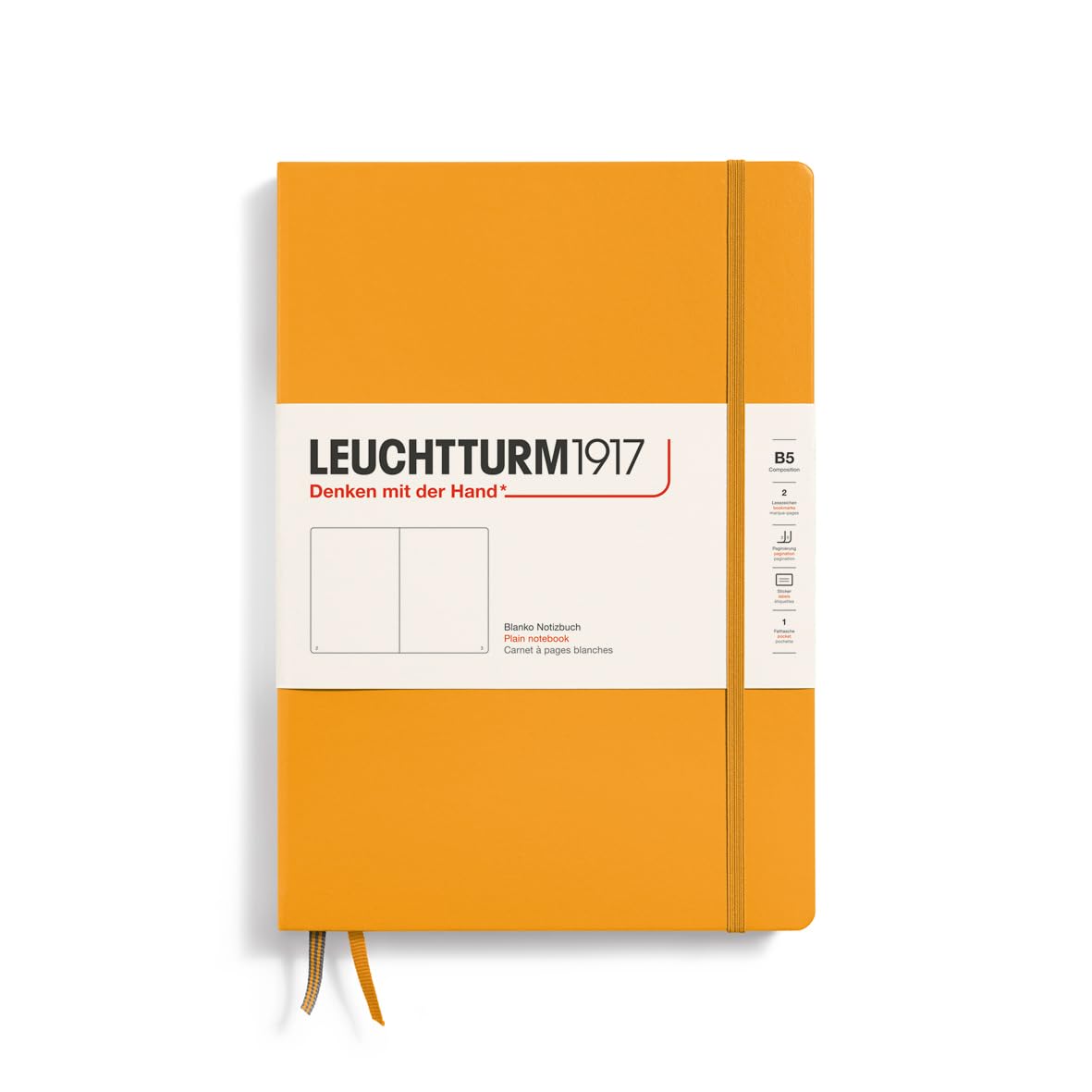 LEUCHTTURM1917 366165 Notebook Composition (B5), Hardcover, 219 Numbered Pages, Rising Sun, Plain
