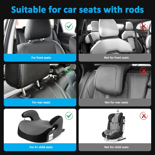 Aipwerer Children's Car Headrest, Retractable, Removable, Pack of 2 | Black A05 PVC Side Pillow for Children & Adults Ideal for Sleeping in the Car
