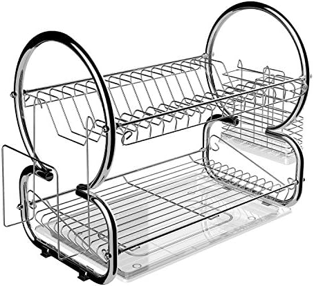Domtie 2-Tier Stainless Steel Dish Rack Drying Drainer Board