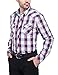 Bentibo Mens Burgundy Plaid Casual Dress Shirt Long Sleeve Button Down Shirts M