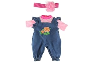 Baby Doll Clothes, Doll Clothes, 17Inch Baby Doll Outfits With Headband, Doll Suspenders Clothes For Baby Doll, Dolls Clothes