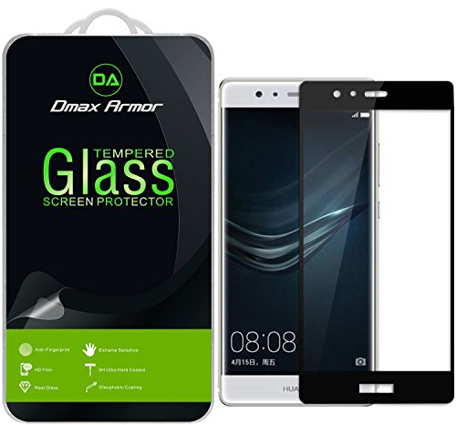 Huawei P9 Plus Glass Screen Protector, [Full Screen Coverage] Dmax Armor [3D Curved Tempered Glass] Anti-Scratch, Anti-Fingerprint, Bubble Free, (Black)
