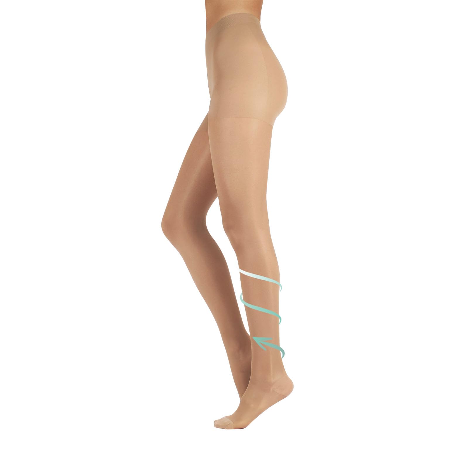 CALZITALY Women's Medical Support Tights | 10-14 Mmhg Graduated Compression Pantyhose | 70 Den | Black, Skin | Made in Italy | (SKIN, XXL)