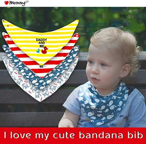 Baby Bandana Drool Bibs, Teething and Dribble Soft Bib - 100% Organic Super Absorbent Cotton - 4 Pack Cute Baby Shower Gift Set