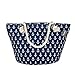 Large Cotton Beach Bag Tote ,RiscaWin Zipper Top Rope Handles Beach Bag(Navy Nauti)