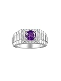 Rylos Men's Ring Sterling Silver Ring, 7MM Round