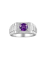 Rylos Men's Ring Sterling Silver Ring, 7MM Round