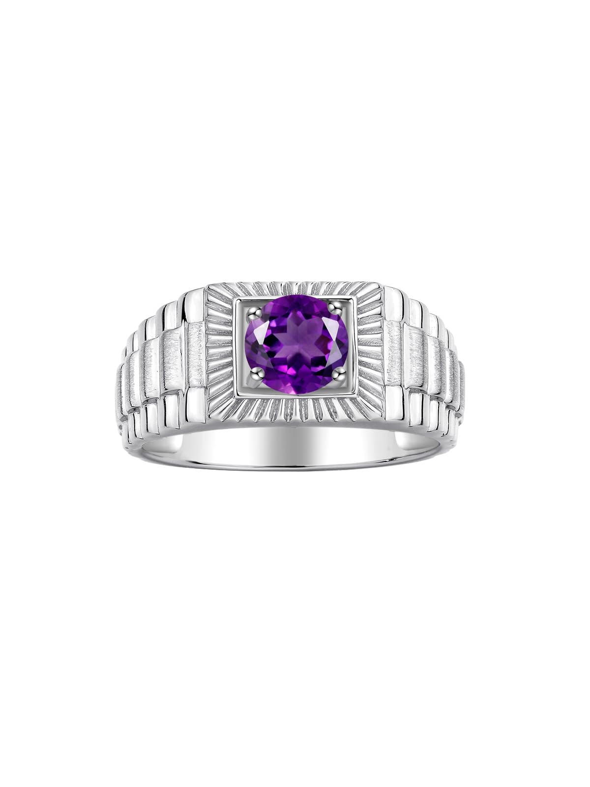 Rylos Men's Ring Sterling Silver Ring, 7MM Round