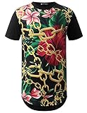 URBANCREWS Mens Hipster Hip Hop Graphic Print Crewneck Longline T-shirt