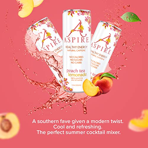 Aspire Healthy Energy Drinks, Peach Tea Lemonade, Sugar Free, Sparkling