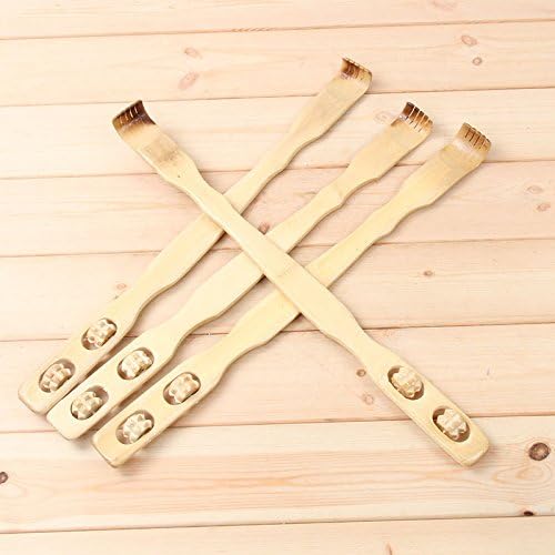 New 2 in 1 Bamboo Back Itching Scratcher Full Body Roller Massage Stick