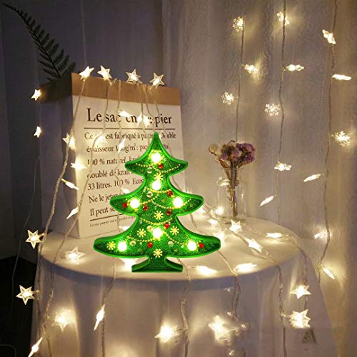 qiaoniuniu Diamond Painting for Kids Mosaic Making Night Light Christmas Tree Lamp for Children - Thumbnail 2