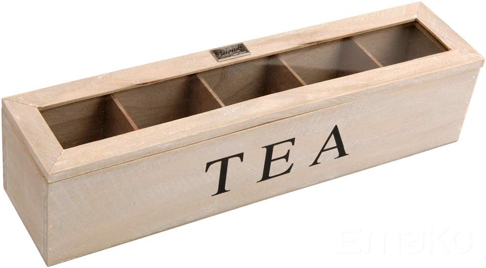 EMAKO Wooden box for tea, TEA - 5 compartments