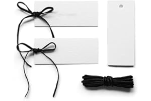 Set of 50 White Table Cards with 50 Black Velvet Ribbons for Wedding Party Table Arrangement, Material for Event Seating Orga