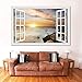 3D Wall Decal Ocean Vinyl Stickers for Kitchen Wall Decor Creative Window View Sunrise Sea Wave Murals Art Removable Wallpaper Stick and Peel - 32