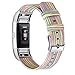 bayite Canvas Fabric Bands Compatible with Fitbit Charge 2, Soft Classic Replacement Woven Straps Wristband Women Men, Rainbow Small