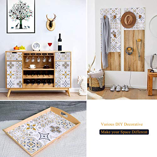 HeloHo Thicken Glossy Tile Peel and Stick Wallpaper Self Adhesive Pattern Contact Paper Removable Wallpaper Waterproof Vinyl Film Roll Kitchen Backsplash Bathroom Wall DIY Decorative 17.3\