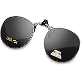 JO Polarized Clip-On Sunglasses UV400 Anti-Glare Lenses with Metal Frame Round