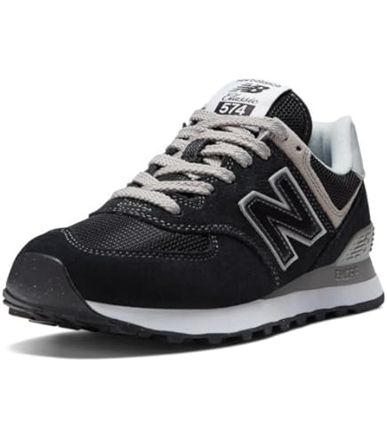 Amazon.com | New Balance Men's 574 Core Sneaker, Black/White, 4
