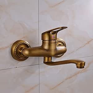 Latón antiguo Grifo de la cocina Grifos de agua fría y caliente