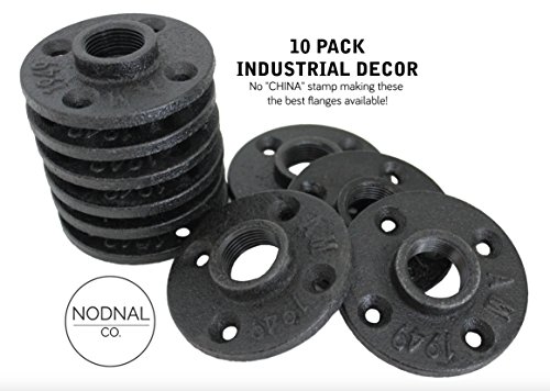 3/4'' Malleable Black Iron Floor Flange Threaded Bearing Pipe Fittings for Industrial Furniture/DIY Decor (3/4 inch) 10 Pack - by NODNAL Co.