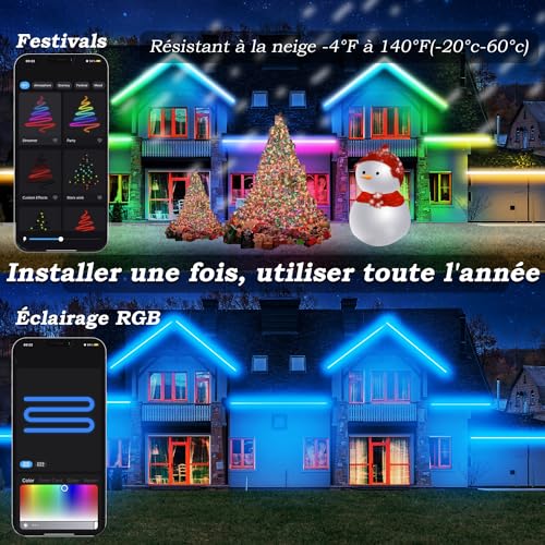 Lichaser RGB+IC IP67 Waterproof Outdoor LED Strip Light Strip DIY Tracking Segmentation with BT APP and RF Remote Control for Outdoor Use (20m)