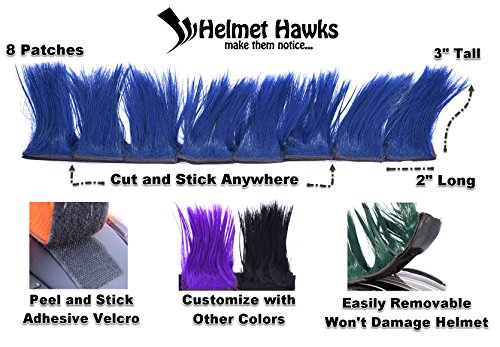 Helmet Hawks Motorcycle, Ski or Snowboard Helmet Mohawk w/Sticky Hook and Loop Fastener Adhesive (8) Hair Patches 2" long x 3" Tall - Candy Red - Thumbnail 5