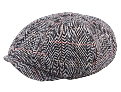 Men's Cotton Flat Ivy Gatsby Newsboy Hunting Hat Octagonal Hat Beret Cap Grey