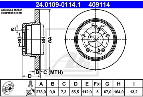 Chrysler Mercedes W124 W202 R203 Rear Disc Brake Rotor ATE GERMANY OEM 2104230912,1244230512