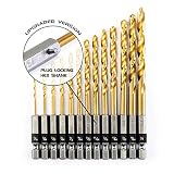 INTOO Hex Drill Bit Set 13 Piece 1/16"-1/4" Quick Change titanium Impact Drill Bit set