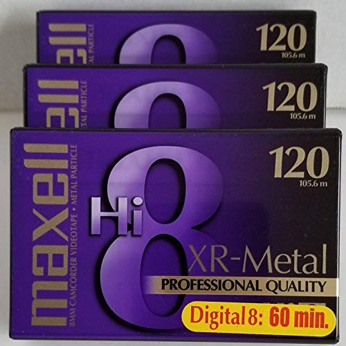 MAXELL Hi 8 XR Metal (P6-120XR) 120m Camcorder Tapes Digital 8: 60 MIN - 3 PACK
