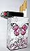 Cigarette Case Pink Butterfly with Built on Lighter Holder Box Kings 100's ryo
