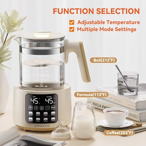 Dxmocos Electric Kettle with Temperature Control, 1.5L Large Capacity Stainless Steel Water Boiler, 40°C to 100°C Adjustable, 72H Keep Warm, Type G Plug, Kettle for Coffee, Tea, Milk Powder
