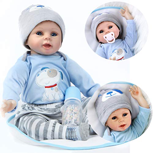 ZIYIUI Reborn Baby Puppe 22''/55cm Lebensecht Weiches Silikon Vinyl Handgemachte Reborn Baby Junge Neugeborenes Reborn Toddlers Junge Mädchen Spielzeug Weihnachts Geschenk