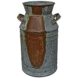 CWI Gifts Milk Can, Galvanized Finish - Country Rustic Primitive Jug Vase by H.S, 10-3/4" L