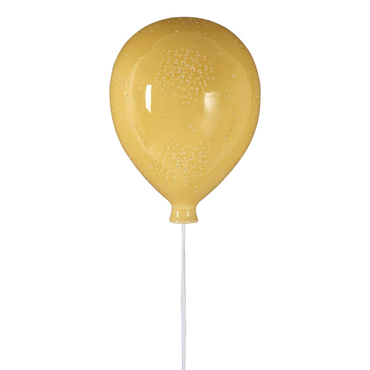 Kids Balloon Night Light, Glossy Yellow Ceramic, Wall Mounted