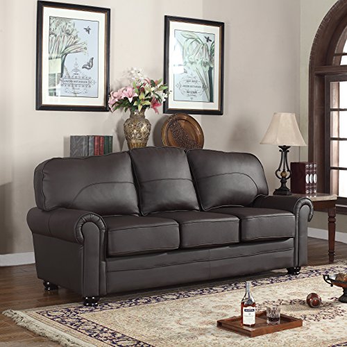 Real Leather Upholstered Sofa