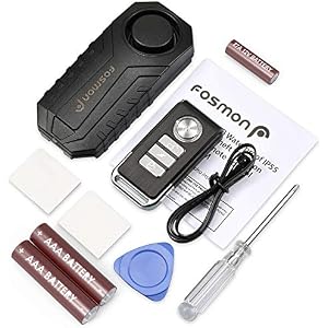 Fosmon Anti Theft Burglar Bike Alarm with Remote, Waterproof Vibration Triggered Battery Operated Loud 113dB Wireless Siren for Bicycle, E-Bike   , Motorcycle, Scooter, Cart, Trailer, Equipment, Fence
