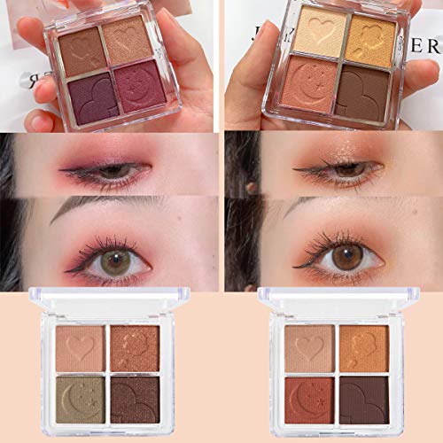 With Memories-4 Color Eye Shadow Palette Holographic Shiny Matte Pigment Eyeshadow Waterproof Metallic Women Eye Makeup Cosmetics (02 Lucky Balloon)