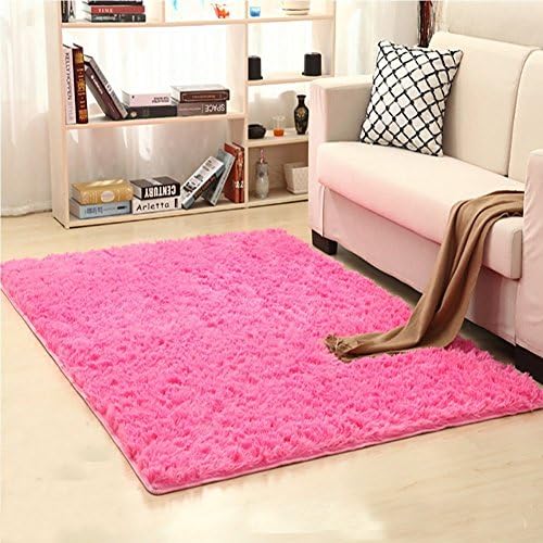 Lucao Soft Indoor Modern Area Rugs Fluffy Living Room Carpets Suitable for Children Bedroom Decor Nursery Rugs Rose Red-120200cm