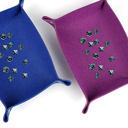 Tanlee 6 Pieces Felt Dice Tray Dice Rolling Tray Folding Dice Holder for Dice Games Storage, 6 Colors