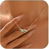 SUYACS 925 Sterling Silver Cherry Blossom Flower Leaf Necklaces for Women Dainty 14k Gold Plated Double Two Blue Enamel Floral Pendant Necklace Leaves CZ Charm Chain Jewelry Gifts to Daughter