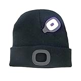 TAGVO USB Rechargeable LED Beanie Cap, Lighting and Flashing Alarm Modes 8 LED Hands Free Flashlight, Easy Install Quick Release Headlamp Beanie, Unisex Winter Warmer Knit Cap Hat