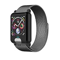 QSBY Fitness Tracker Steel Strap ECG PPG Diagram Watch Band for Heart Rate Sleep Blood Pressure Monitor Pedometer Tracker for Men Women and Kids Waterproof IP67 Touch Screen
