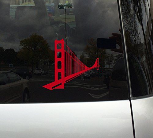 Famous Buildings Monuments - Golden Gate Bridge San Francisco - 5" Red Vinyl Decal Sticker Car Macbook Laptop