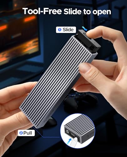 ORICO M.2 NVMe SSD Enclosure, Aluminum Tool-Free Adapter, 10Gbps USB3.2Gen2 USB-C M2 Enclosure for M.2 PCIe NVMe M-Key 2230/2242/2260/2280 SSD, Support UASP- BM2G2