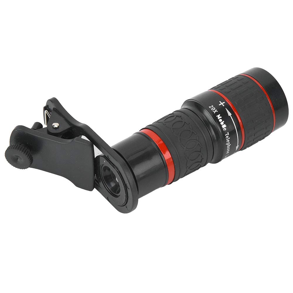 Cell Phone Camera Zoom Lens Attachment, 20X Long Focus Zoom Telephoto Lens With Clip For Smart Phone Tablet Pc Black