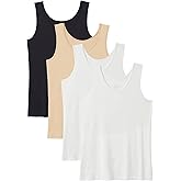 Knuffnee Basic Tank Tops for Women Undershirt Sleeveless Layering Tank Top 4 Pack