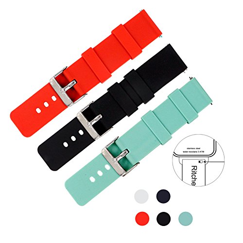 Ritche Quick Release Silicone Watch Bands 20mm Rubber Straps for Samsung Gear S2 Classic,Pebble Time Round,fossil watch
